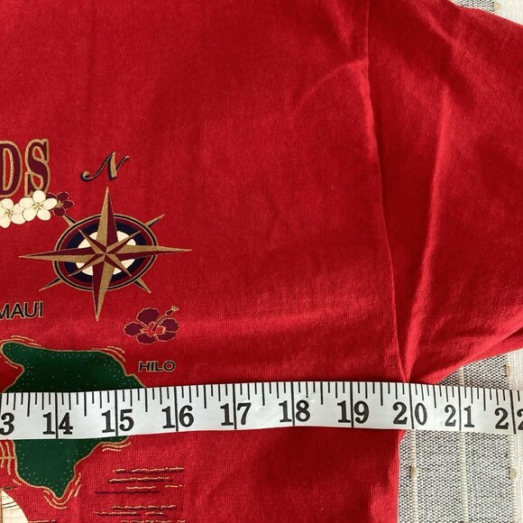 Vintage Tee Hawaiian Islands Map Red Cotton T Shirt Sz Men’s Unisex Medium - Picture 5 of 10